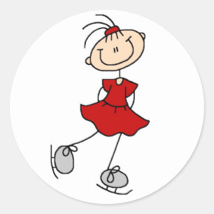 Girl In Red Ice Skater Sticker