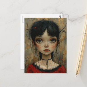 Girl in Red in the Autumn Postcard