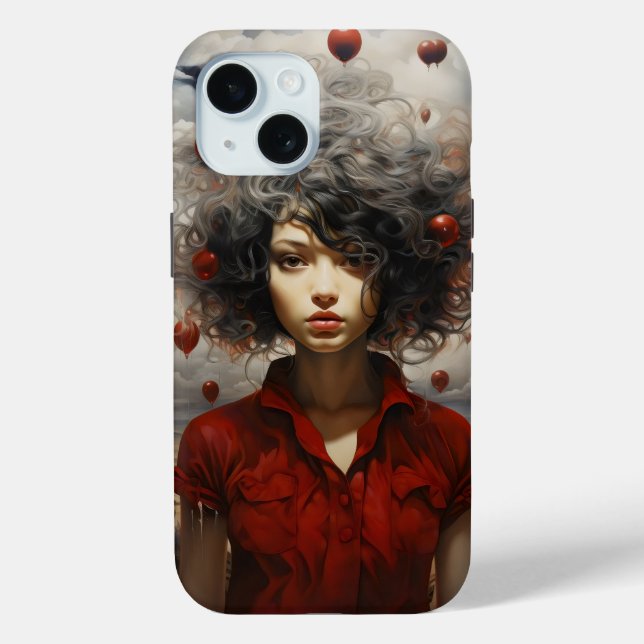Girl in Red Modern Art Case-Mate iPhone Case (Back)