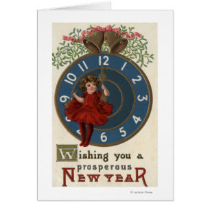 Girl in Red Sitting on Clock