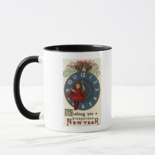 Girl in Red Sitting on Clock Mug