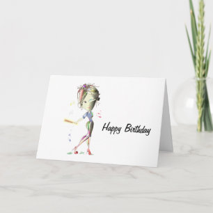 Girl in Red Stiletto Shoes Plays Baseball! Card