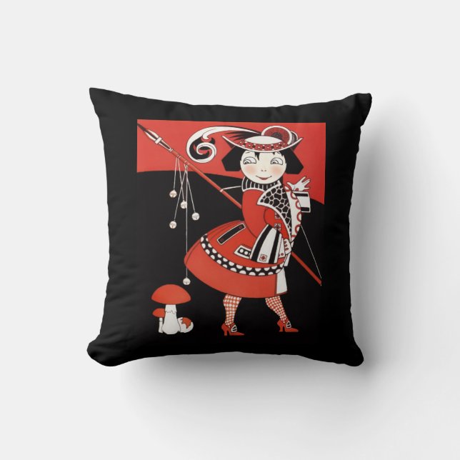 Girl in Red Throw Pillow (Front)