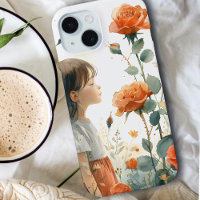 Girl in Rose Garden | June Birth Flower | Watercol