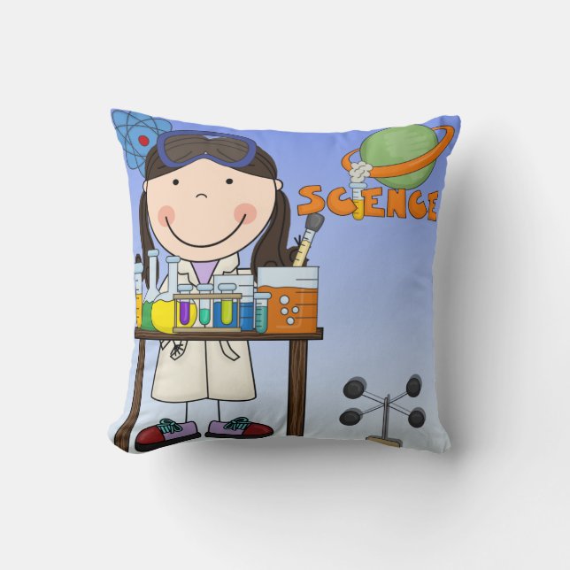 Girl in Science Lab Pillow (Front)