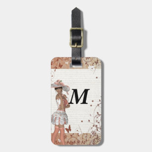 Girl in summer hat luggage tag