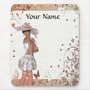Girl in summer hat mouse pad