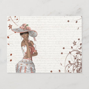 Girl in summer hat postcard