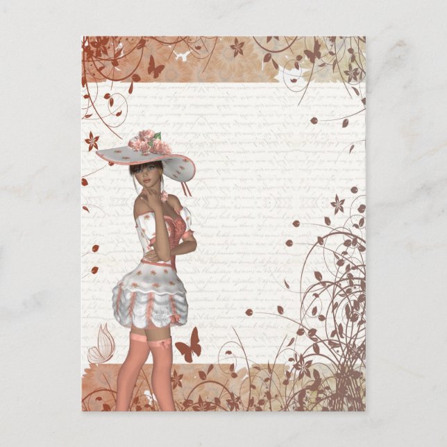 Girl in summer hat postcard (Front)