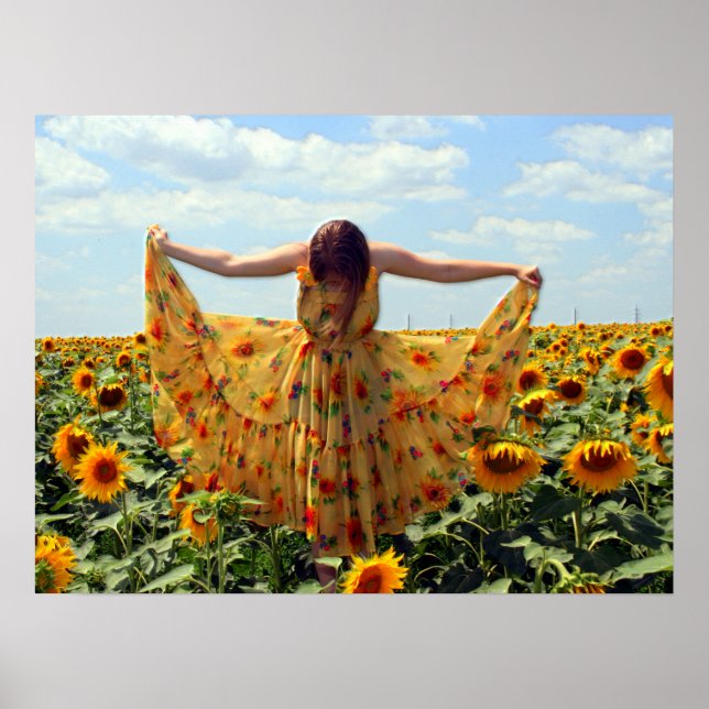 Girl in Sunflower Field Poster (Front)