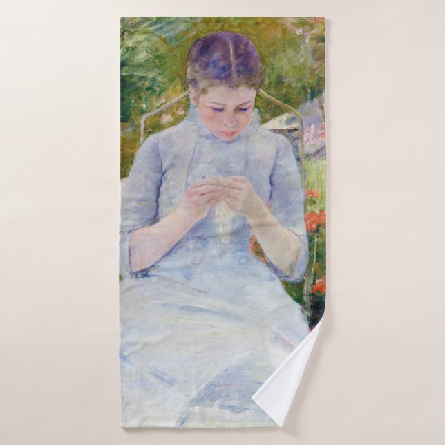 Girl in the Garden, Mary Cassatt Bath Towel (Bath Towel)
