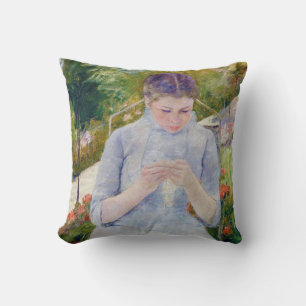 Girl in the Garden, Mary Cassatt Throw Pillow