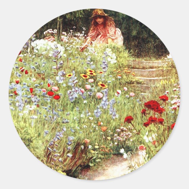 Girl in the Garden Painting Sticker (Front)