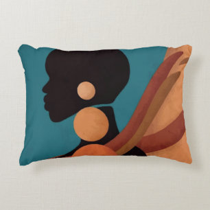 girl in the tropic. Beautiful African woman. Black Accent Pillow