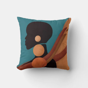 girl in the tropic. Beautiful African woman. Black Throw Pillow