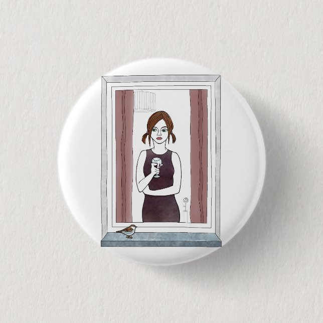 girl in the window 1 inch round button (Front)