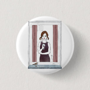 girl in the window 1 inch round button