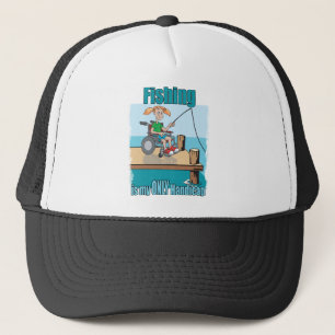 Girl in WheelChair Fishing Trucker Hat