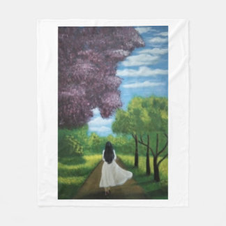 Girl in White Dress Fleece Blanket
