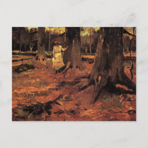Girl in White in the Woods by Vincent van Gogh Postcard