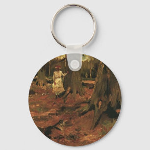 girl in white in the woods, Vincent van Gogh Keychain