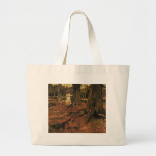 girl in white in the woods, Vincent van Gogh Large Tote Bag
