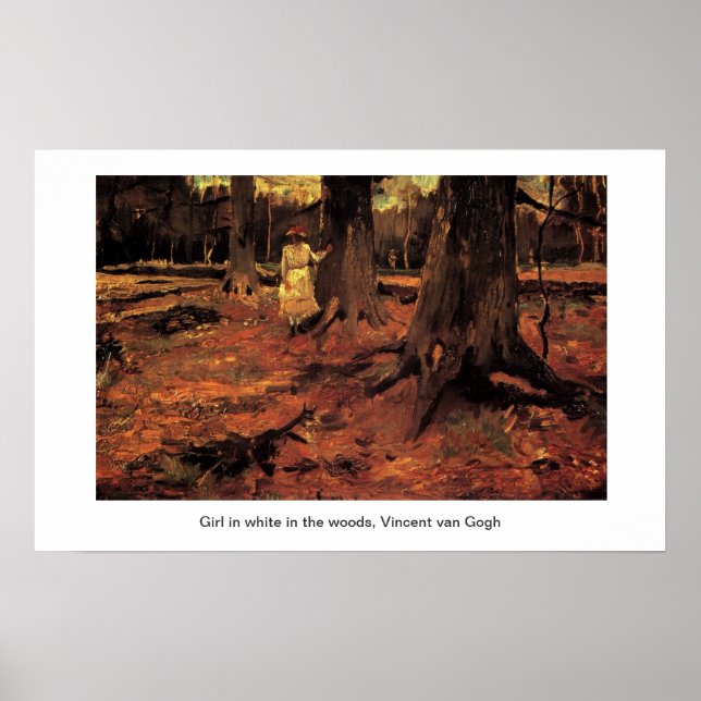 Girl in white in the woods, Vincent van Gogh Poster (Front)