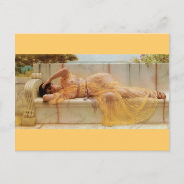 Girl in Yellow Drapery - Vintage - Godward Postcard (Front)