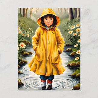 Girl in Yellow Raincoat Postcard