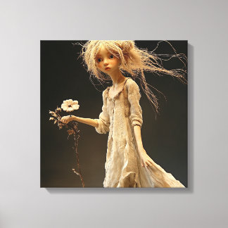 Girl in Yellow With Flower Canvas Print