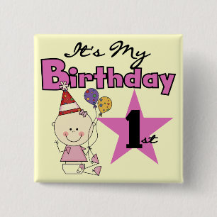 Girl It's My Birthday Tshirts and Gifts 2 Inch Square Button