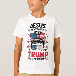 Girl Jesus My Saviour Trump President Christian Wo T-Shirt