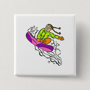 Girl Jumper 2 Inch Square Button
