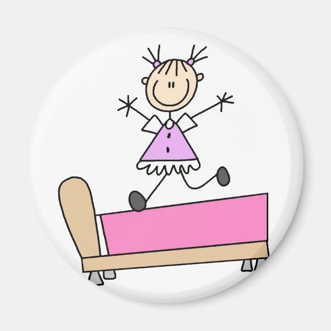 Girl Jumping On Bed Magnet (Front)