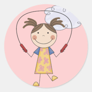 Girl Jumping Rope T-shirts and Gifts Classic Round Sticker