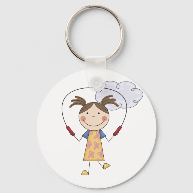 Girl Jumping Rope  T-shirts and Gifts Keychain (Front)