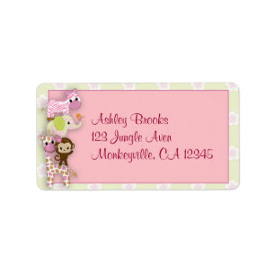 Girl Jungle Animal Baby Shower Address Label