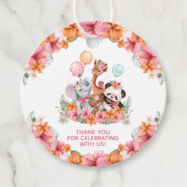 Girl Jungle Safari Favour Tags (Front)