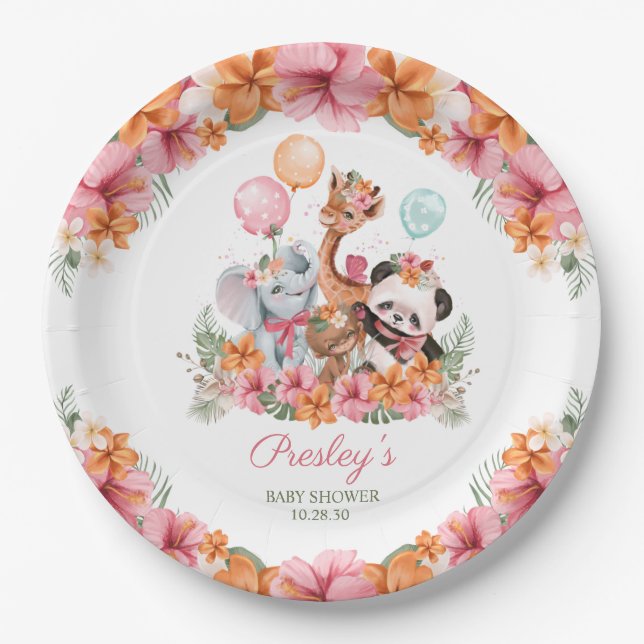 Girl Jungle Safari Paper Plate (Front)