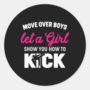 Girl Karate Funny Daughter Kick Boxer Gift Classic Round Sticker