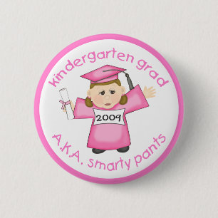 Girl Kindergarten Graduate / Graduation 2 Inch Round Button