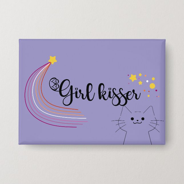Girl Kisser Lesbian Button (Front)