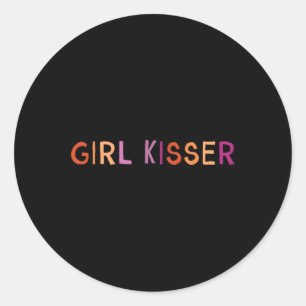 Girl Kisser Lesbian Lgbtq Classic Round Sticker