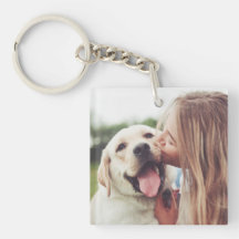 Girl Kissing Dog Keychain