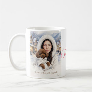 Girl kissing Poodle Puppy–Poodle Mom Coffee Mug