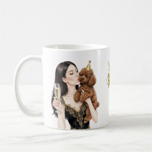 Girl kissing Poodle Puppy–Poodle Mom Coffee Mug