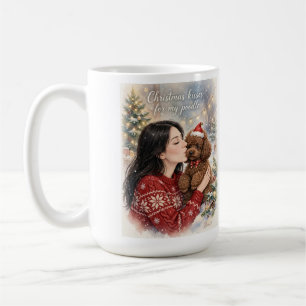 Girl kissing Poodle Puppy–Poodle Mom Coffee Mug