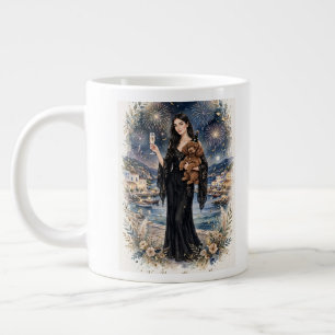 Girl kissing Poodle Puppy–Poodle Mom Large Coffee Mug