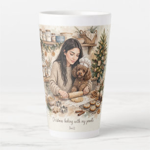Girl kissing Poodle Puppy–Poodle Mom Latte Mug