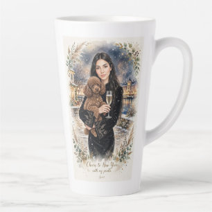 Girl kissing Poodle Puppy–Poodle Mom Latte Mug